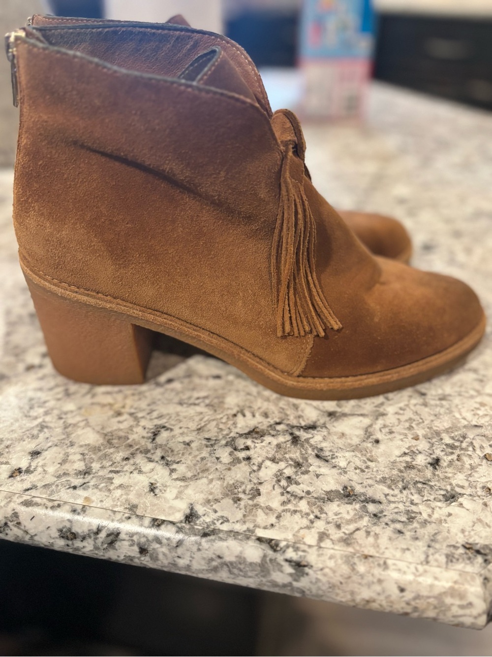 UGG Chestnut Suede Tassel Ankle Booties